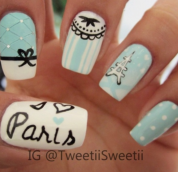 Traveling Tiffany Blue Paris Nails - Traveling Tiffany Blue Paris Nails