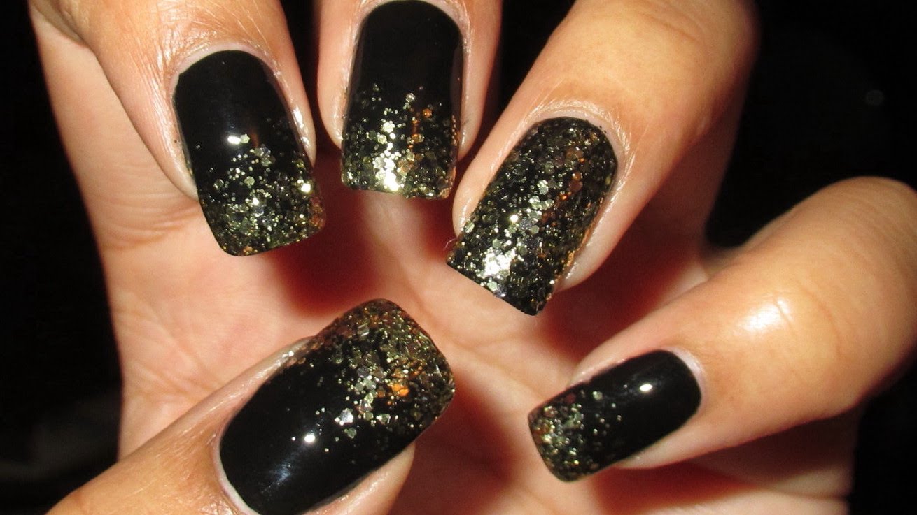 Nail Archives Page 88 Of 107 Manicure It This Sparkly Gold Black French Tip Nail Art Is A Go To Look For Any Special Occasion