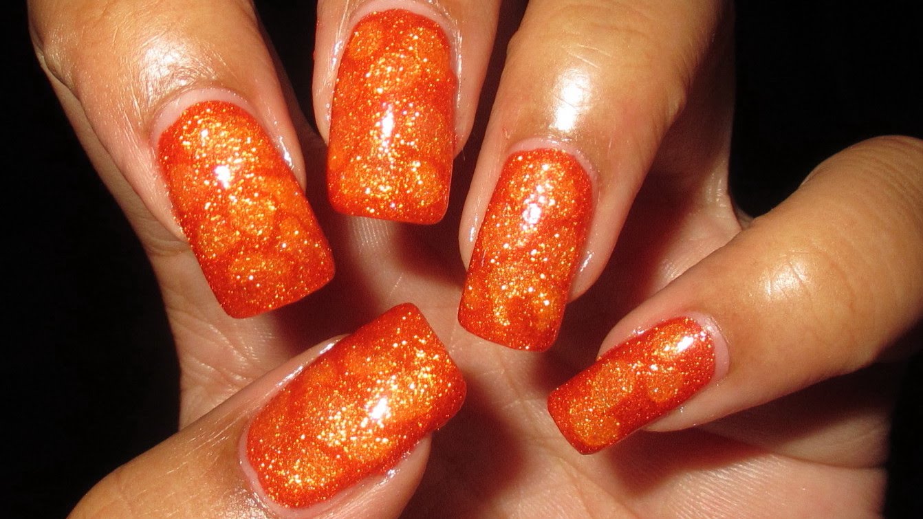 Orange and Gold Dip Nail Design - wide 2